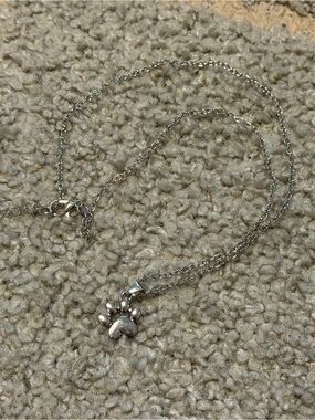Silver Paw Print Pendant Necklace - Cute Animal Charm